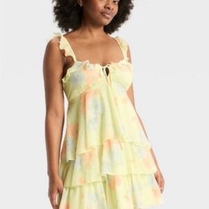 Yellow Ruffle Tiered Dress